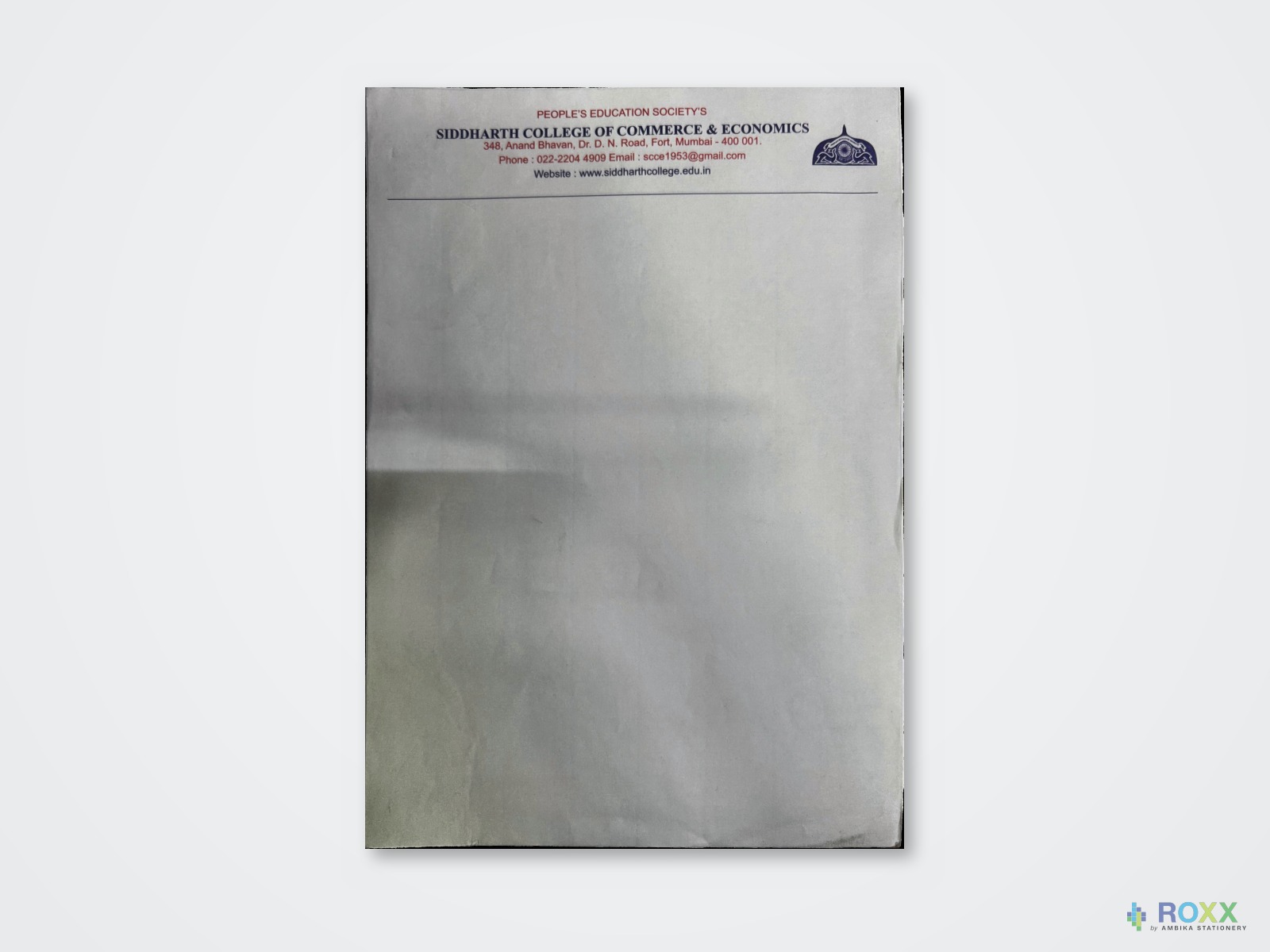 College Letterhead — Siddharth College of Commerce
